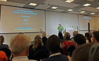 Patrick Blanc during his conference - The Verticl Garden, Science, Art and Sustainability at the World Green Infrastucture Congress, Berlin, June 2023