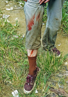 Patrick Blanc feeding the leeches, Malaysia, May 2002