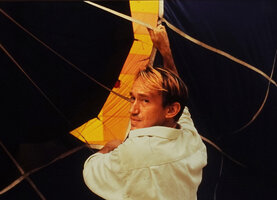 Patrick Blanc helping to prepare the ballon of the Canopy Raft, Radeau des Cimes, Campo, Cameroon, Sept. 1991