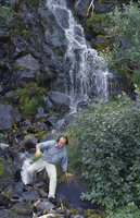 Patrick Blanc in a waterfall, Quebec, Sept. 2001