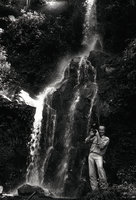 Patrick Blanc in a waterfall, Sikkim, Sept. 2002