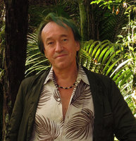 Patrick Blanc in forest understory with the palm Rhopalostylis sapida, Auckland, New Zealand, Dec 2012