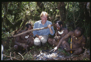 Patrick Blanc in forest with Una Papoos, Laryé, West Papua, New Guinea, April 2000