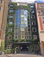 Patrick Blanc in front of his new Vertical Garden, just after plant installation, Green Hotel,Paris,May 2016