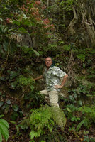 Patrick Blanc in the Microsorum whiteheadii habitat, Payakumbuh, West Sumatra, Dec. 2016