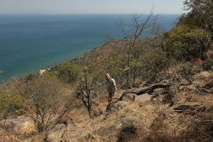 Patrick Blanc in Xerophyta kirkii habitat, Lake Malawi NP, Aug. 2017