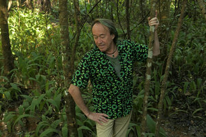 Patrick Blanc observing a population of Molineria sp. in a preserved swamp forest, Kandawgyi Botanical Garden Pyin U Lwin, Myanmar, Dec. 2017