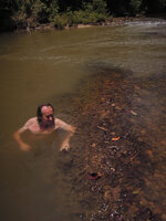 Patrick Blanc observing a vegetative clump of the rheophytic Cryptocoryne nurii, Endau Rompin NP, Malaysia