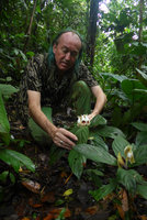 Patrick Blanc observing Gasteranthus delphinioides, El Amargal, Arusi, Choco, Colombia, Nov. 2016