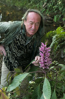 Patrick Blanc observing the inflorescence of Phlogacanthus curviflorus, Putao, Kachin, Myanmar, Dec. 2017