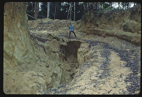 Patrick Blanc on a collapsed track, Penang Hill, Malaysia, Aug. 1984