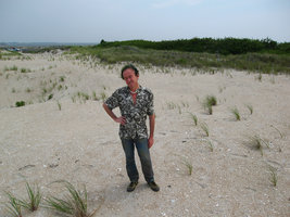 Patrick Blanc on a windy beach, Long Island, New York, July 2006