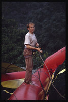 Patrick Blanc on the Radeau des Cimes, Canopy Raft, Campo, Cameroun, 1991