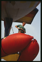 Patrick Blanc on the Luge des Cimes, Radeau des Cimes, Canopy Raft expedition, Campo, Cameroon, 1991