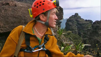 Patrick Blanc ready to go down the deep chasm in Kukenan Tepui, Venezuela, March 1999