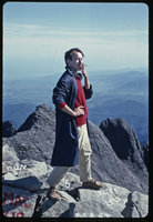 Patrick Blanc smoking at the Mount Kinabalu summit, 4100 m, Borneo, July 1984