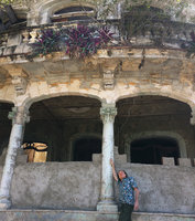 Patrick Blanc standing at the base of an old house partly covered by Tradescantia spathacea, Habana, Cuba, Feb. 2017.jpeg