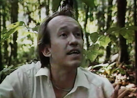 Patrick Blanc surprised by a plant, Cameron Highlands, Malaysia, Aug. 1991