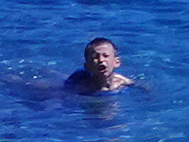 Patrick Blanc swimming in Cannes, Aug. 1960