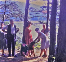 Patrick Blanc totally drunk for the first time at 9 after a good lunch with lot of wine and champagne, France, Aug. 1962