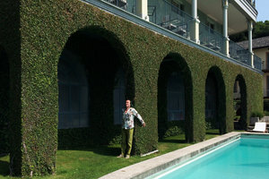 Patrick Blanc under Ficus pumila arcades, Como lake, Italy, June 2015