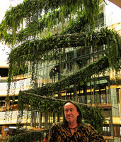 Patrick Blanc under his Rainforest Chandelier after two years of growth, Emquartier, Bangkok, March 2017