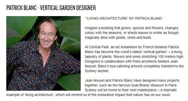 Patrick Blanc, Vertical Garden Designer for One Central Park, Sydney