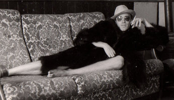 Patrick Blanc wearing skunk coat, May 1979