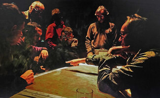 Patrick Blanc with Francis Hallé, Gilles Ebersolt and Dany Cleyet Marrel preparing the Radeau des Cimes, Canopy Raft expedition, Phou Hin Poun NBCA, Khammouane, Laos, Jan. 2012