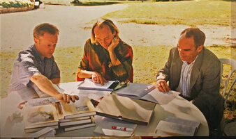 Patrick Blanc with Olivier Colin and Jean Noel Burte preparing the CCVS expedition Ginkgo 98, July 1997