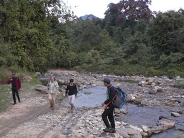 Patrick Blanc with our guides Gopal, Myo Win and Sin Hua, on the way back from the forest, Putao, Myanmar, Dec. 2017
