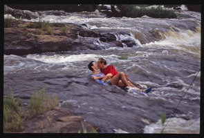 Patrick Blanc with Pascal Heni  in the Chutes de la Lobe, Kribi, Cameroun, Sept. 1991