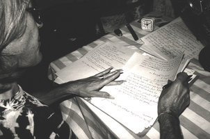 Patrick Blanc writing the last page of his book Etre Plante, Darjeeling, India, Sept.  2002