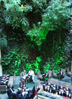 Pershing Hall, restaurant in the patio with the Vertical Garden by Patrick Blanc