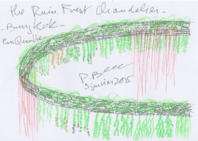 Rain Forest Chandelier, EmQuartier, Plant Design and Esquisse for the mock-up