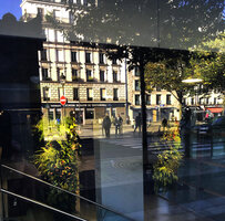 The Living Pendants, translucense and reflection from the street, DWS Gaston Rebuffat, Paris