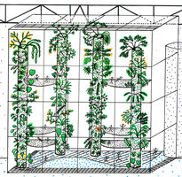 Tropical Biodiversity Totems by Patrick Blanc in 1995 for the Cite des Sciences et de l&#039;Industrie in Paris
