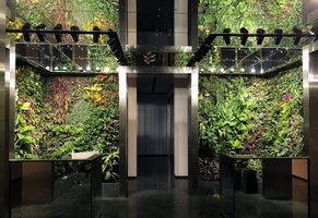 Work Project, Green Cube entrance and mirror reflections, Asia Square Tower 2, Singapore