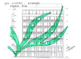 YES Hotel project, Athènes, façade rue by Patrick Blanc, Oct. 2008