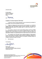 Appreciation letter to Patrick Blanc by Tan Lye Teck, Programme Director of the Terminal 2 Expansion (T2E), Changi Airport, Singapore, 2nd November 2023