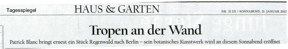 Tagesspiegel, Haus und Garten,  Jan 2012