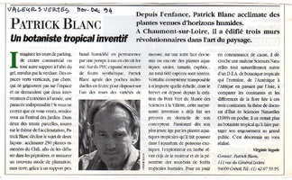 Valeurs vertes, Nov. 1994, Vertical Garden by Patrick Blanc