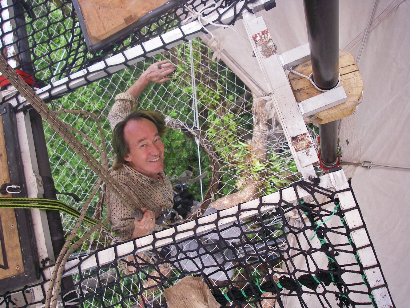 Vertical Garden Patrick Blanc Patrick Blanc arriving at the Etoile des Cimes in the rainforest canopy Hinboun Laos