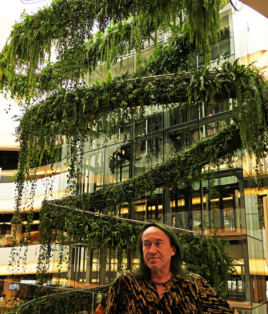 Green vertical interior design of Emquartier shopping mall dining floors  Bangkok Thailand Metal Print